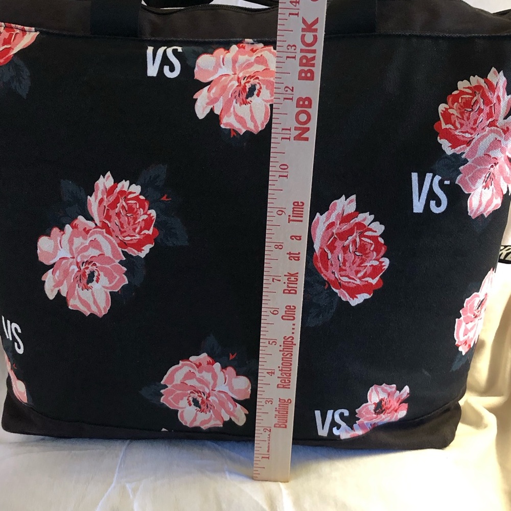 Victoria's Secret Black Tote with Pink Floral Design - Picture 2 of 8